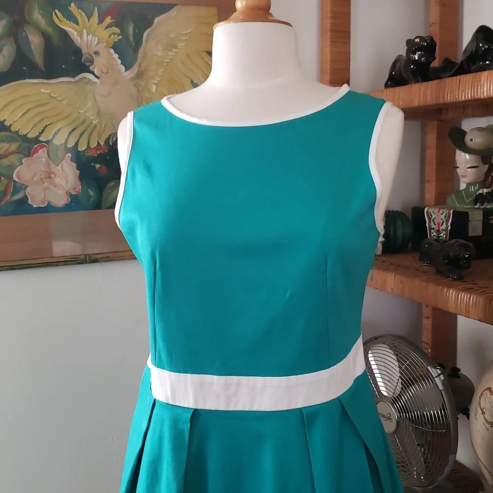 Nadine Milano Teal & White Shift Dress Size 12 - Picture 2 of 11